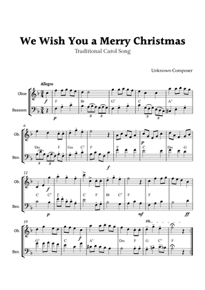 We Wish you a Merry Christmas for Clarinet and Bassoon Duet with Chords