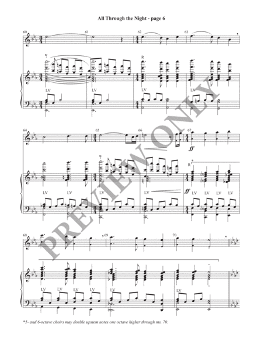 All Through the Night Director's Score (Print) Handbell Choir scores gallery preview page 7