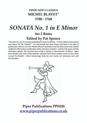 Book cover for BLAVET SONATA No. 1 in E minor for 2 flutes