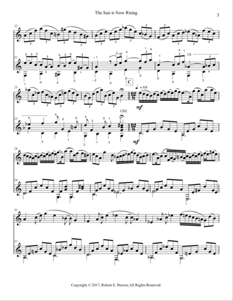 The Sun is Now Rising for Flute and Guitar Flute scores gallery preview page 4