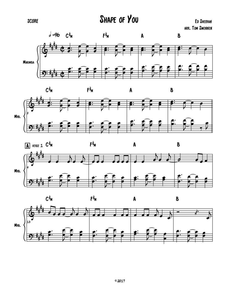 Shape Of You Marimba scores gallery preview page 1