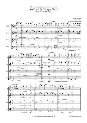 Au Fond du Temple Saint: theme only, from The Pearl Fishers: Flute Quartet