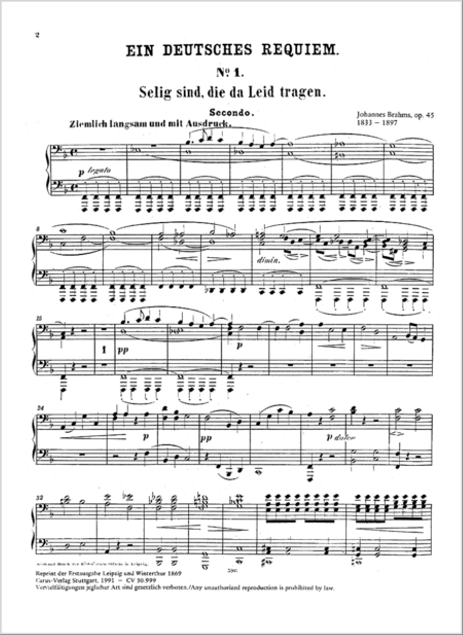 Ein Deutsches Requiem (German Requiem) Piano Duet scores gallery preview page 90