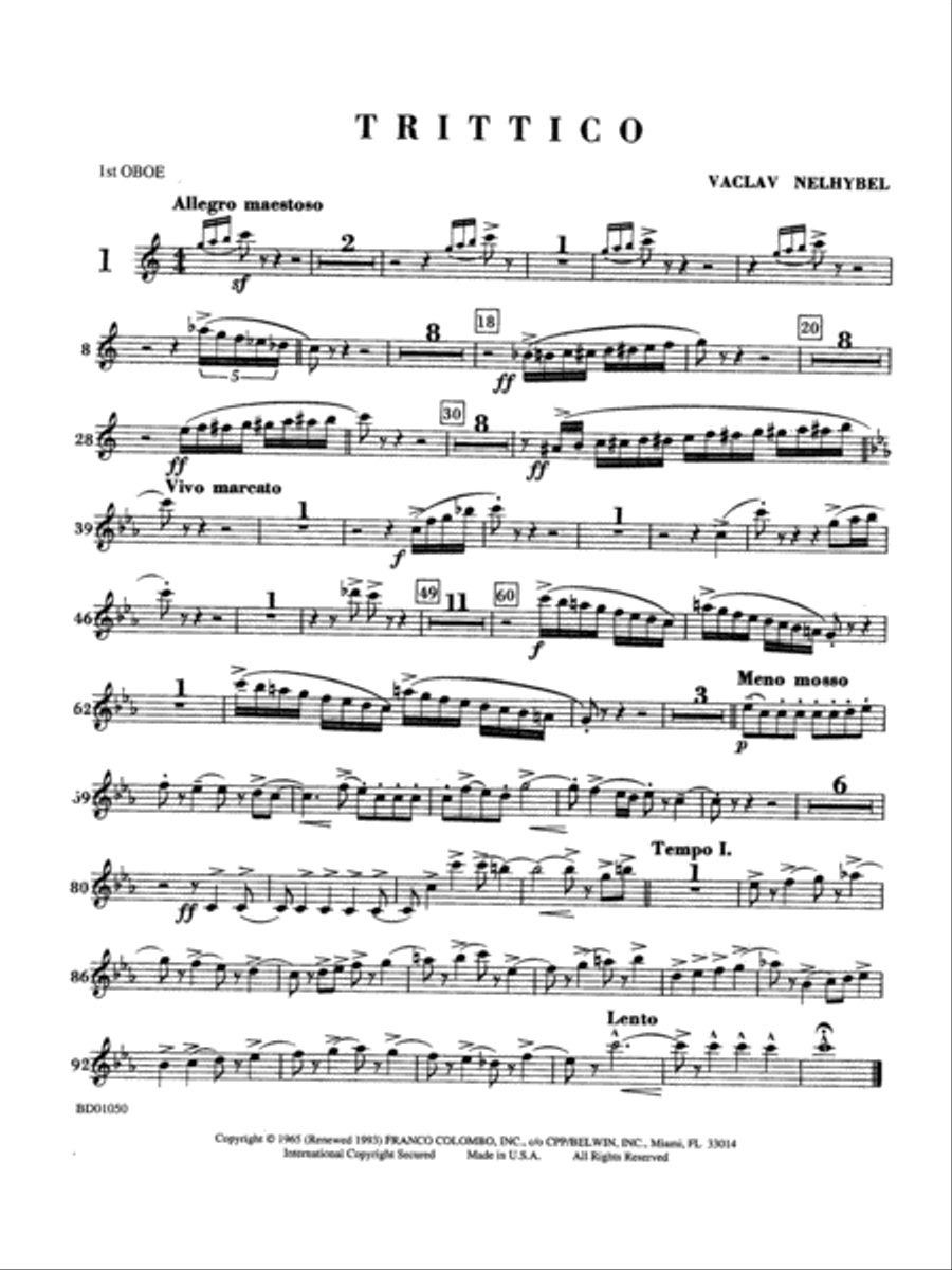 Trittico: Oboe Trittico: Oboe Concert Band scores gallery preview page 1