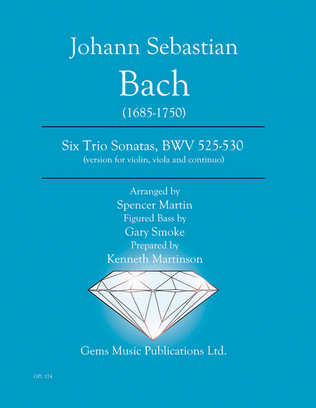 Book cover for Six Trio Sonatas, BWV 525-530 (version for violin, viola and continuo)