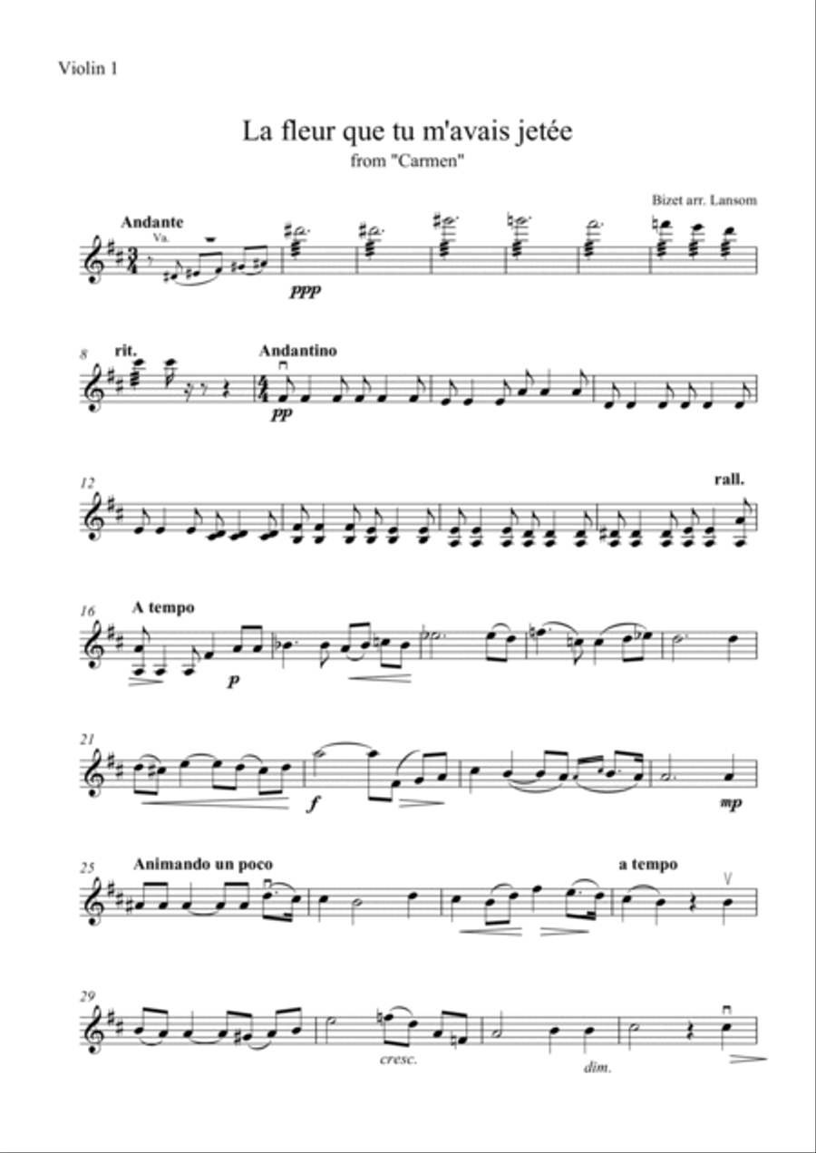 Flower Song from Carmen for String Quartet (