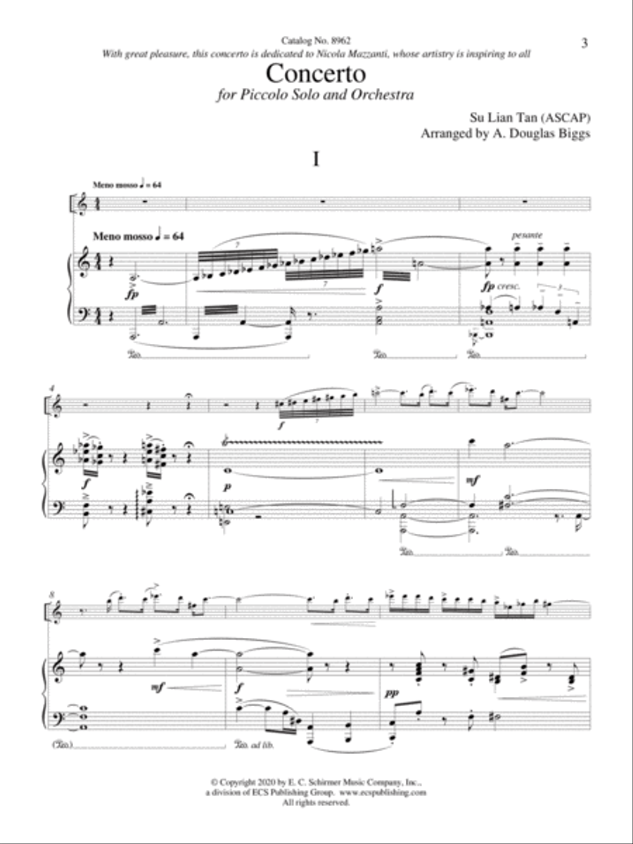 Concerto for Piccolo Solo and Chamber Orchestra (Downloadable Piano/Piccolo Score & Part) Chamber Orchestra scores gallery preview page 3