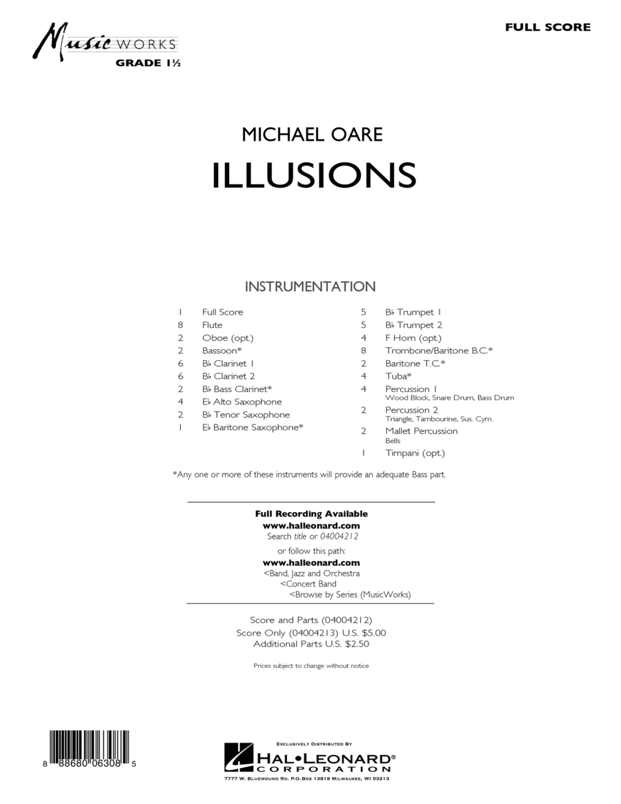 Illusions - Conductor Score (Full Score) Concert Band scores gallery preview page 1