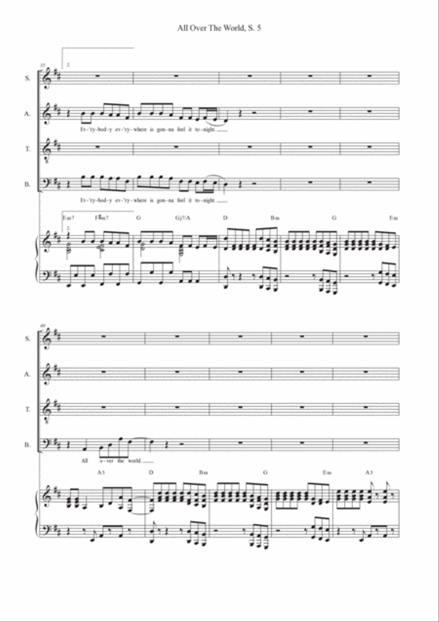 All Over The World All Over The World 4-Part scores gallery preview page 5