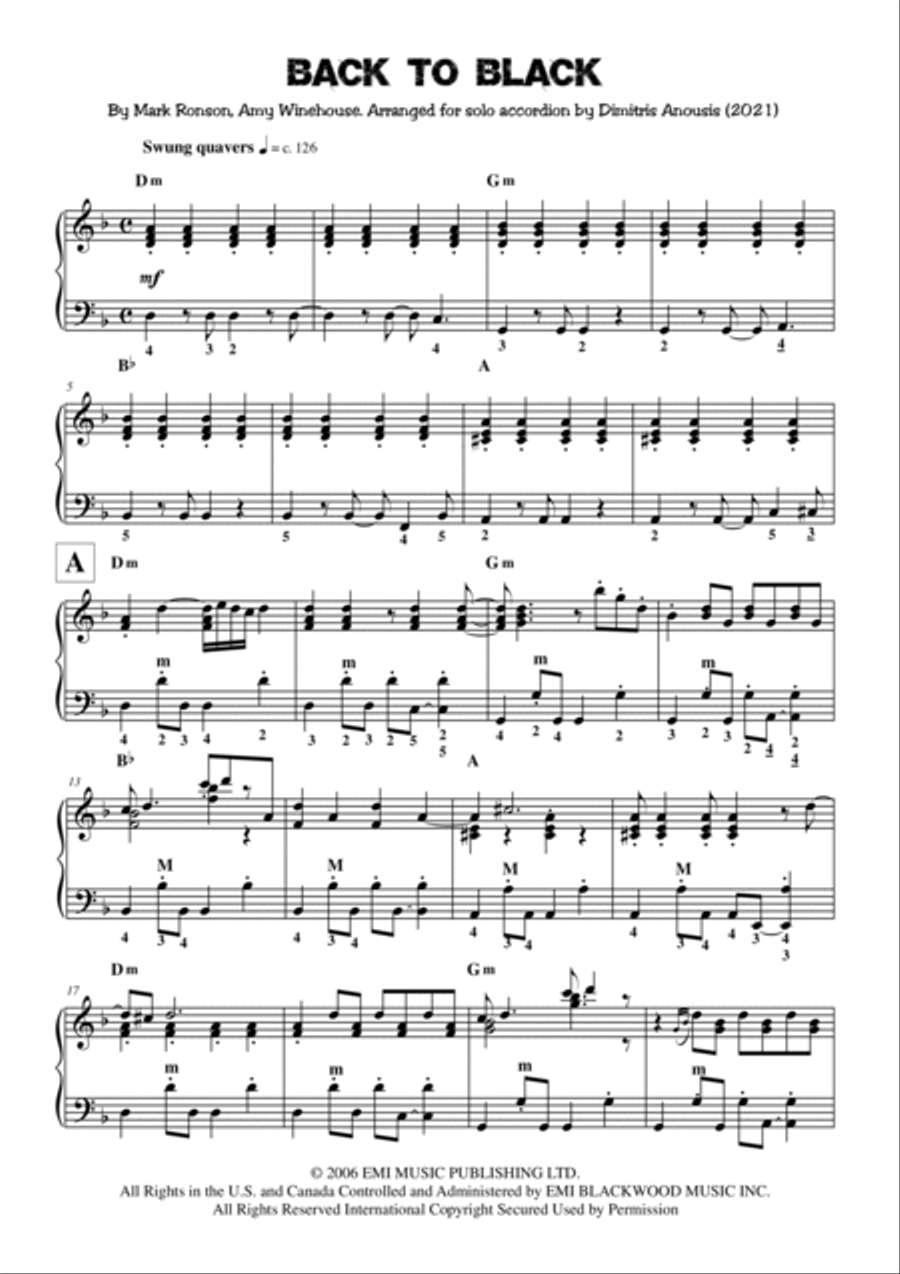 Back To Black Accordion scores gallery preview page 3