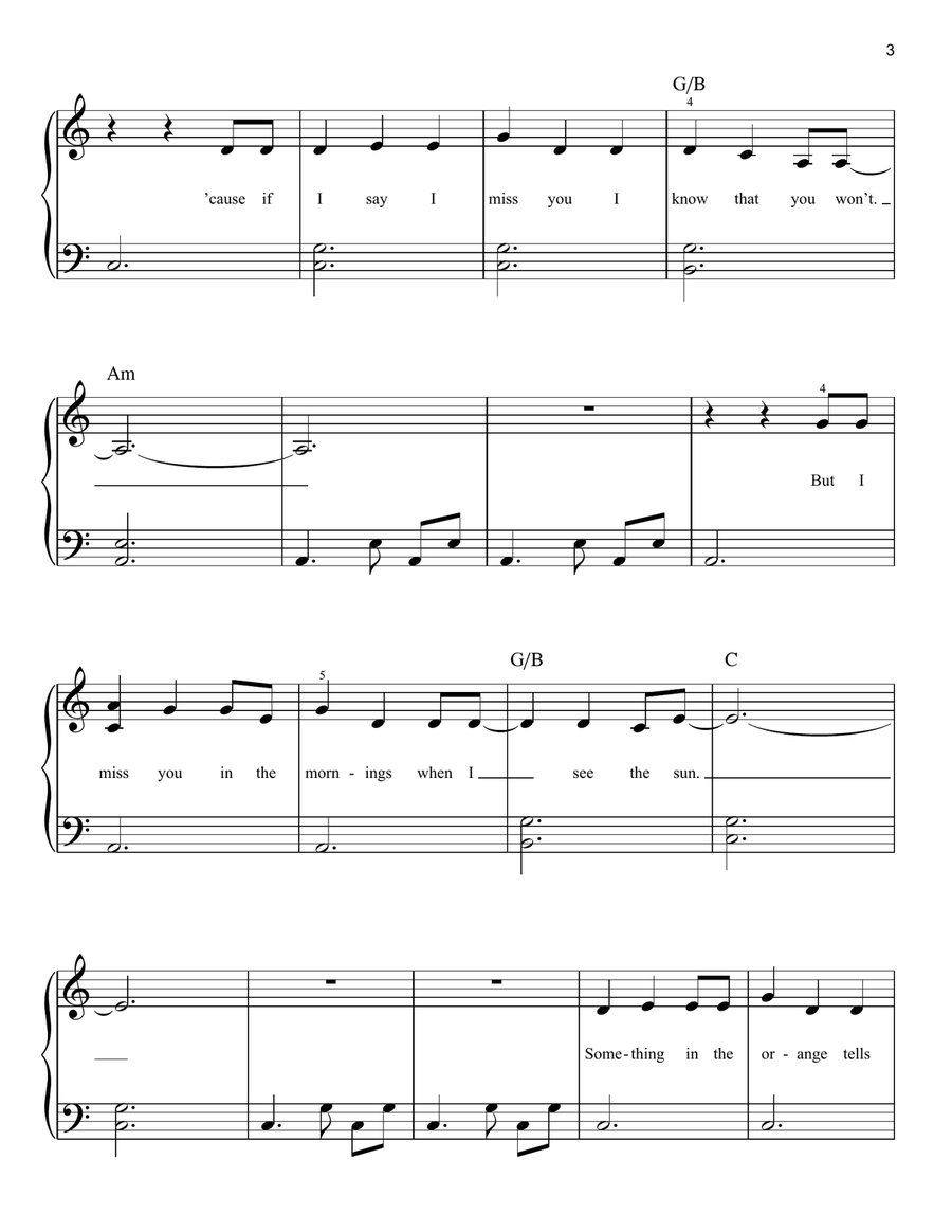 Something In The Orange Easy Piano scores gallery preview page 3