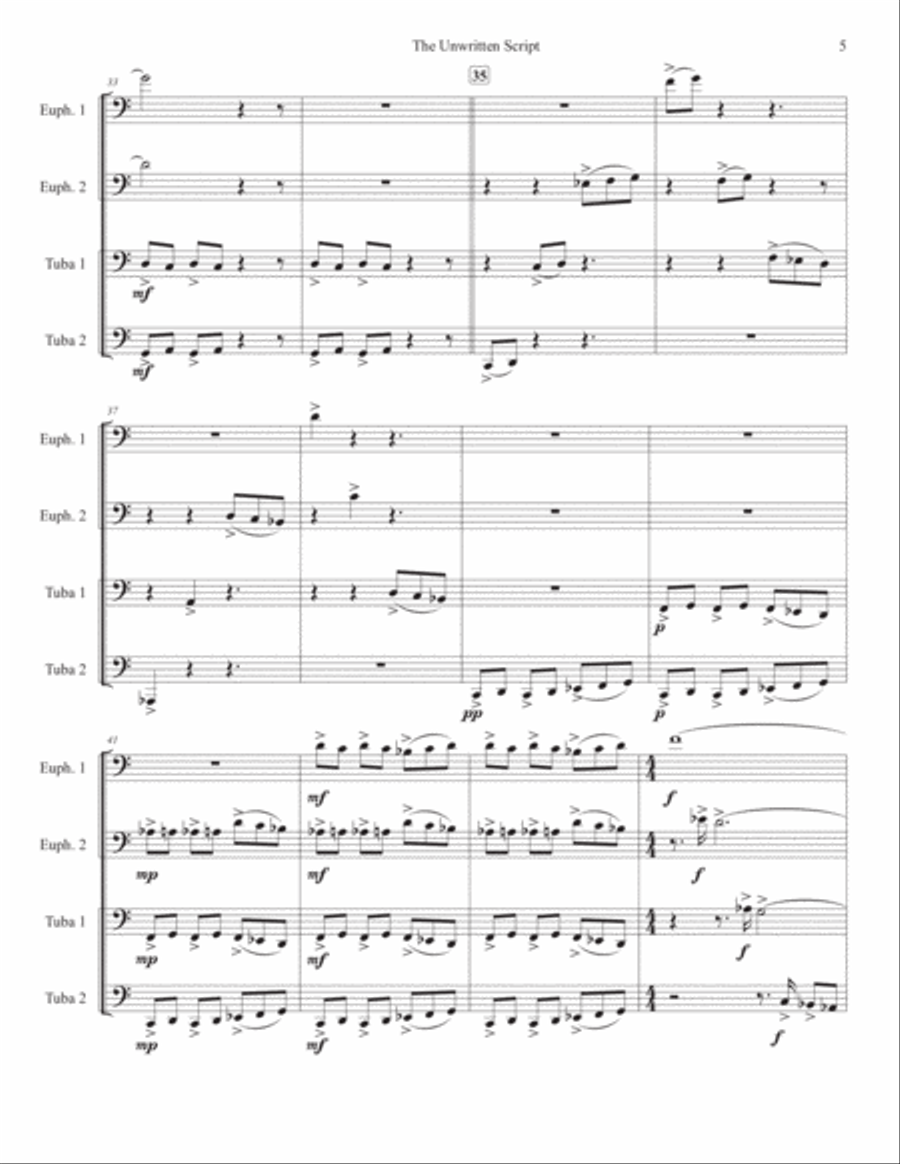 UNWRITTEN SCRIPT for Tuba Quartet Tuba Quartet scores gallery preview page 5