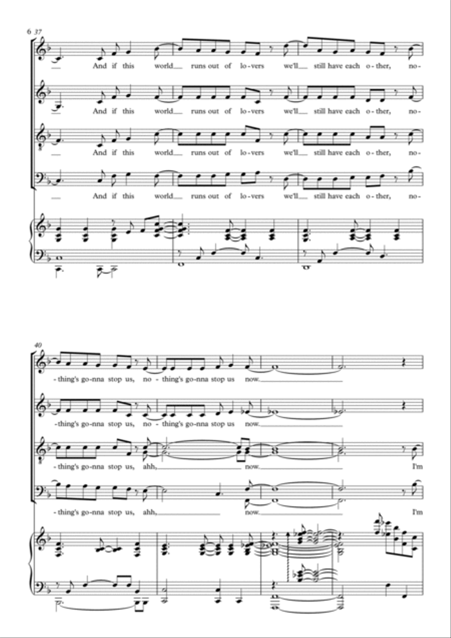 Nothing's Gonna Stop Us Now 4-Part scores gallery preview page 6