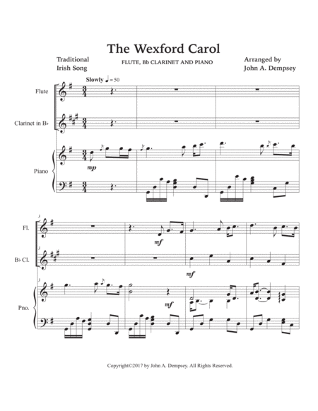 The Wexford Carol (Trio for Flute, Clarinet and Piano) image number null