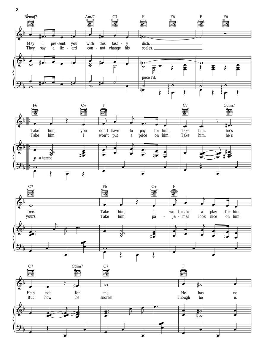Take Him Piano, Vocal, Guitar scores gallery preview page 2