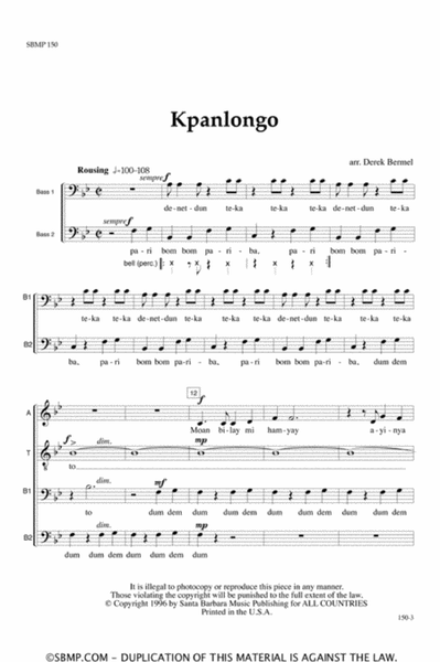 Kpanlongo - SATB Octavo image number null