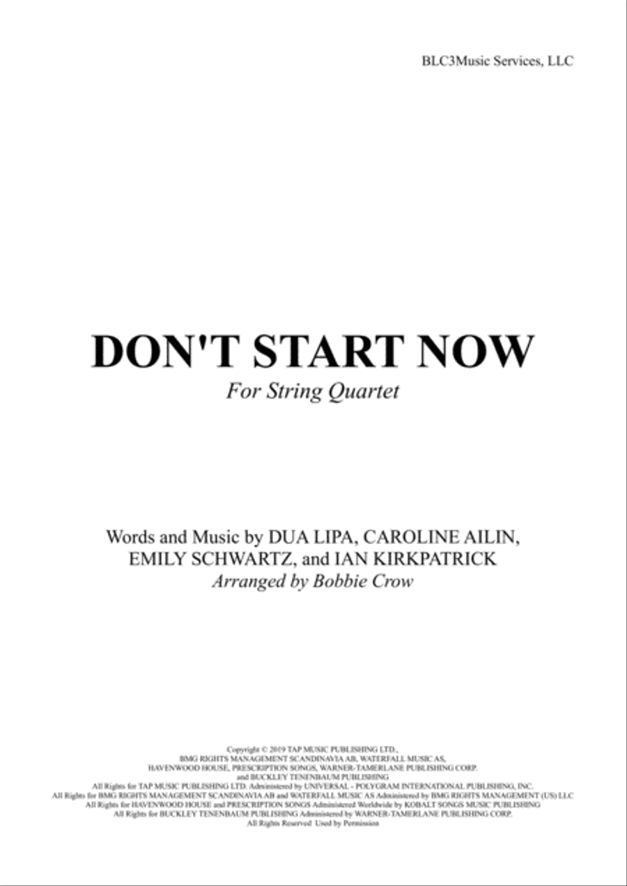 Don't Start Now String Quartet scores gallery preview page 1