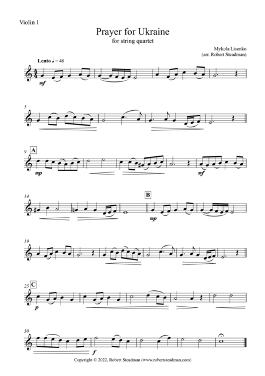 Prayer for Ukraine (string quartet) String Quartet scores gallery preview page 3