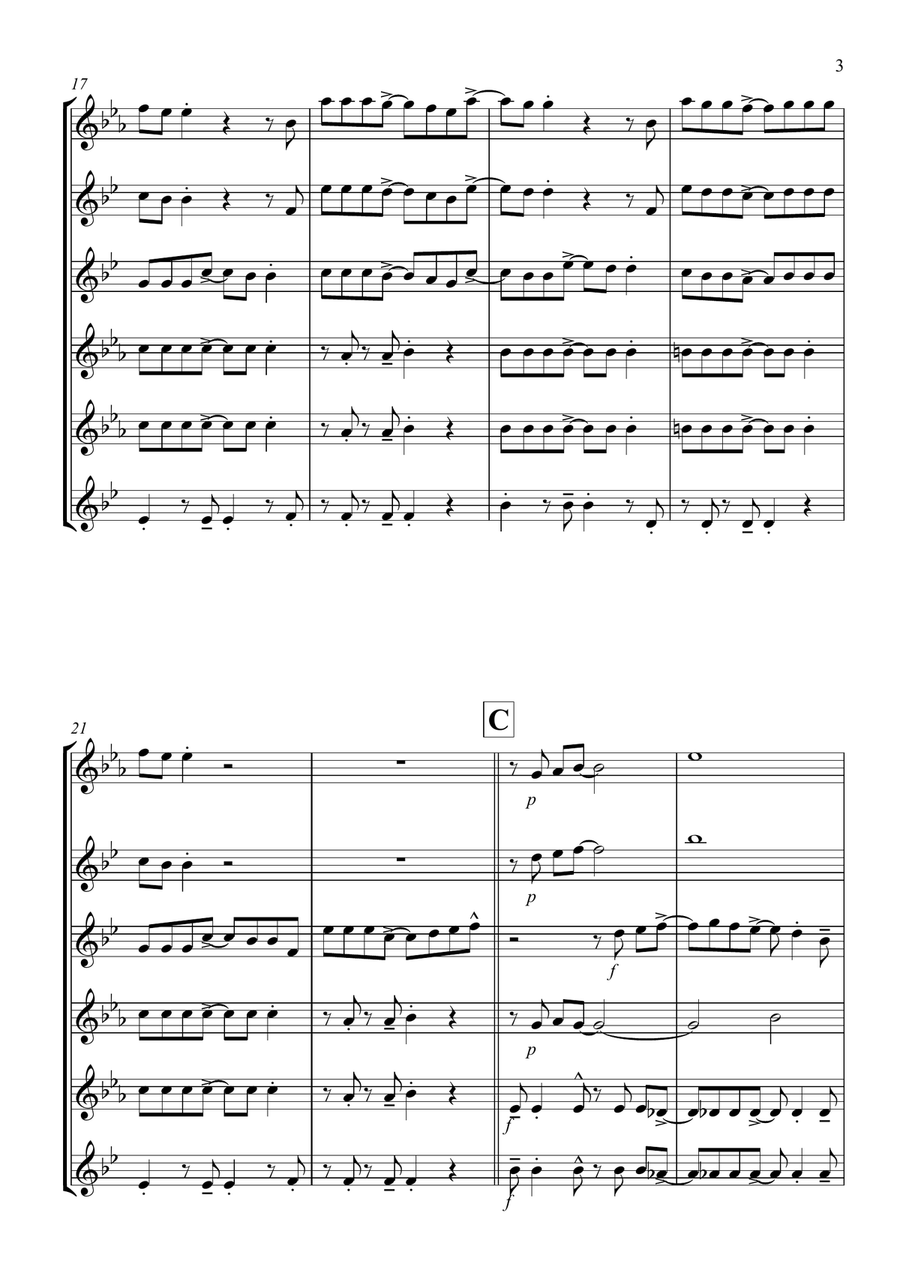 Build Me Up, Buttercup Woodwind Ensemble scores gallery preview page 3