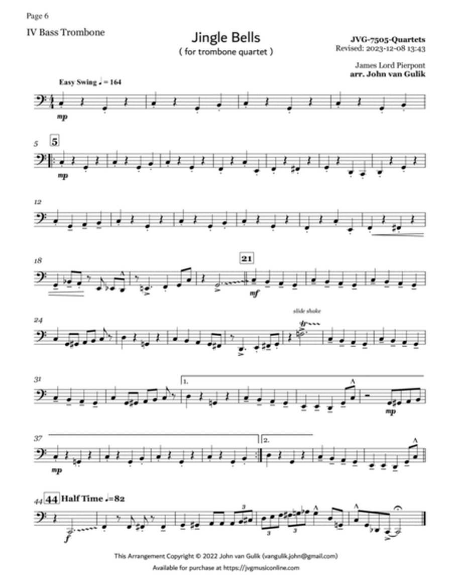 Trombone Quartets For Christmas Vol 2 - Part 4 - Bass Clef