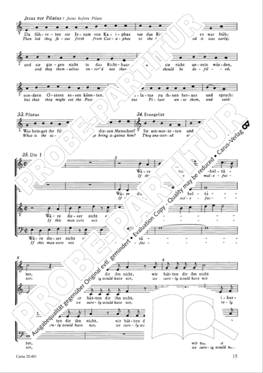 St. John Passion / The Passion of our Lord and Saviour Jesus Christ 4-Part scores gallery preview page 16