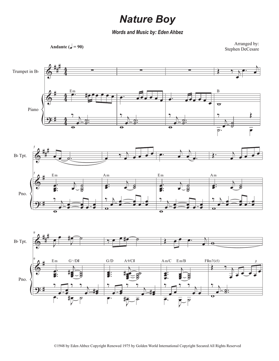 Nature Boy B-Flat Trumpet scores gallery preview page 1