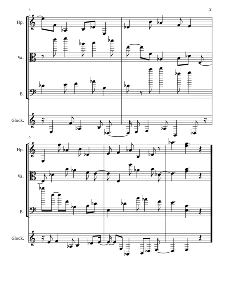 Z 183 for harp, viola, upright bass & glockenspiel Double Bass scores gallery preview page 2