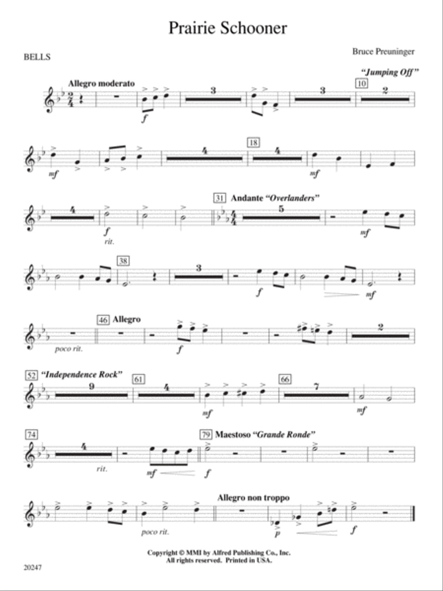 Prairie Schooner: Bells Prairie Schooner: Bells Concert Band scores gallery preview page 1