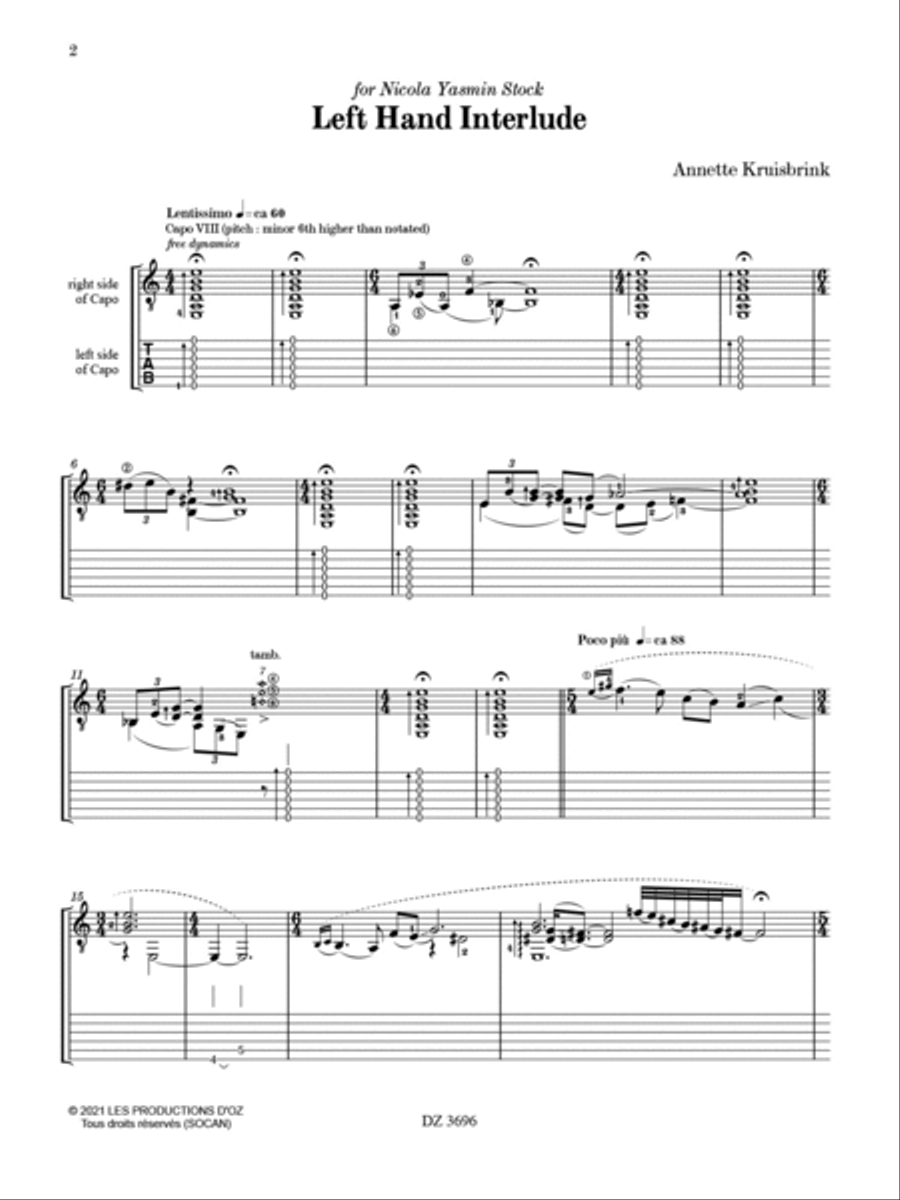 Left Hand Interlude Classical Guitar scores gallery preview page 2