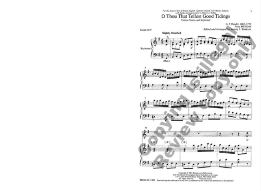 O Thou that Tellest Good Tidings Unison Choir scores gallery preview page 2