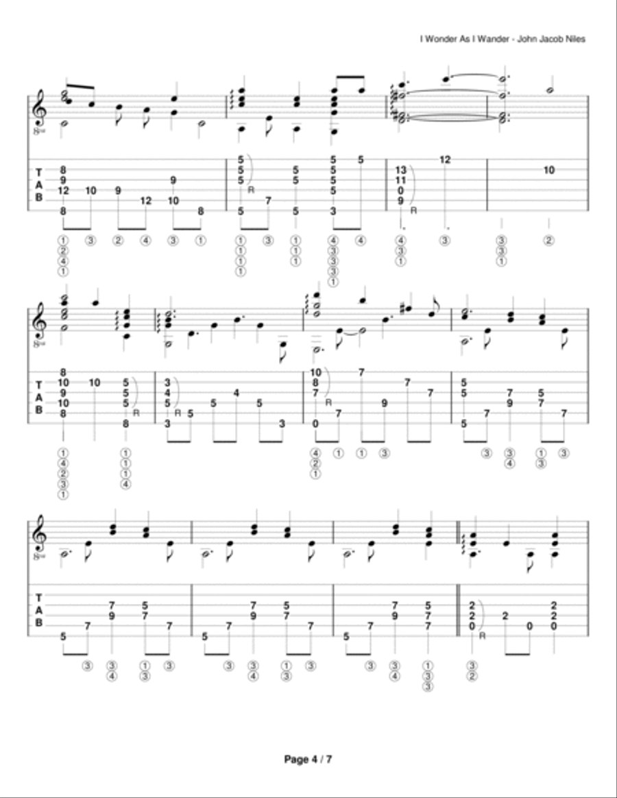 I Wonder As I Wander Guitar Solo scores gallery preview page 4