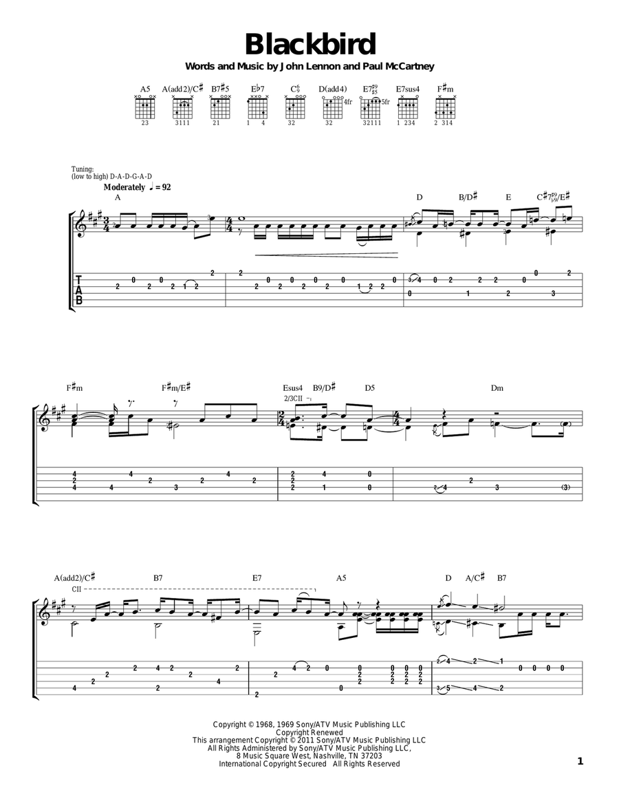 Blackbird Blackbird Acoustic Guitar scores gallery preview page 1