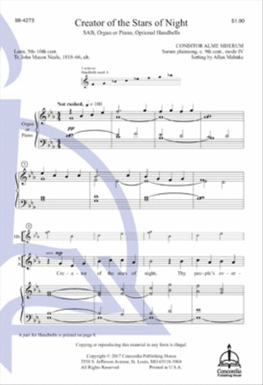 Creator of the Stars of Night (Mahnke) 3-Part scores gallery preview page 1