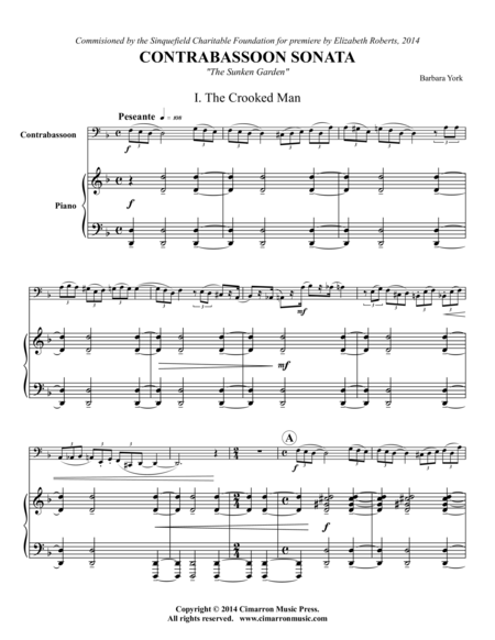 Contrabassoon Sonata by Barbara York Bassoon Solo - Digital Sheet Music