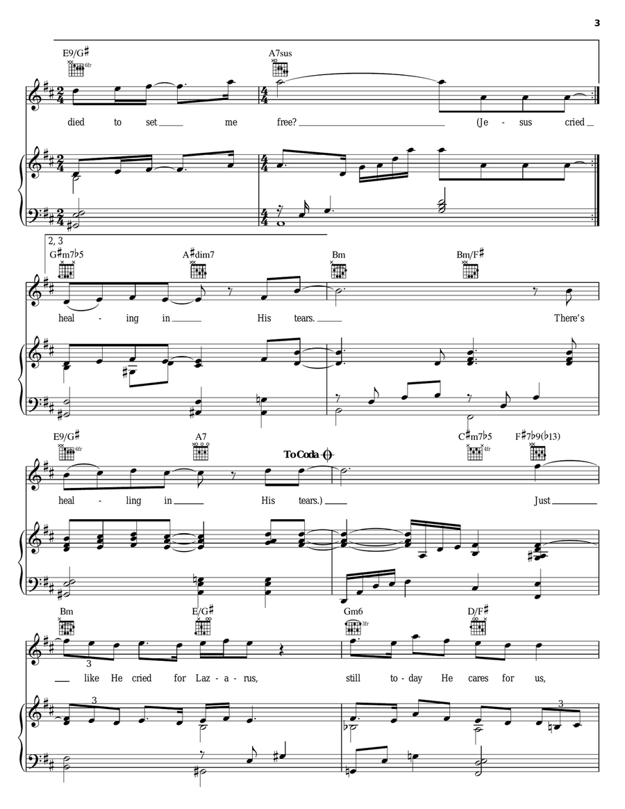 Healing In His Tears Healing In His Tears Piano, Vocal, Guitar scores gallery preview page 3