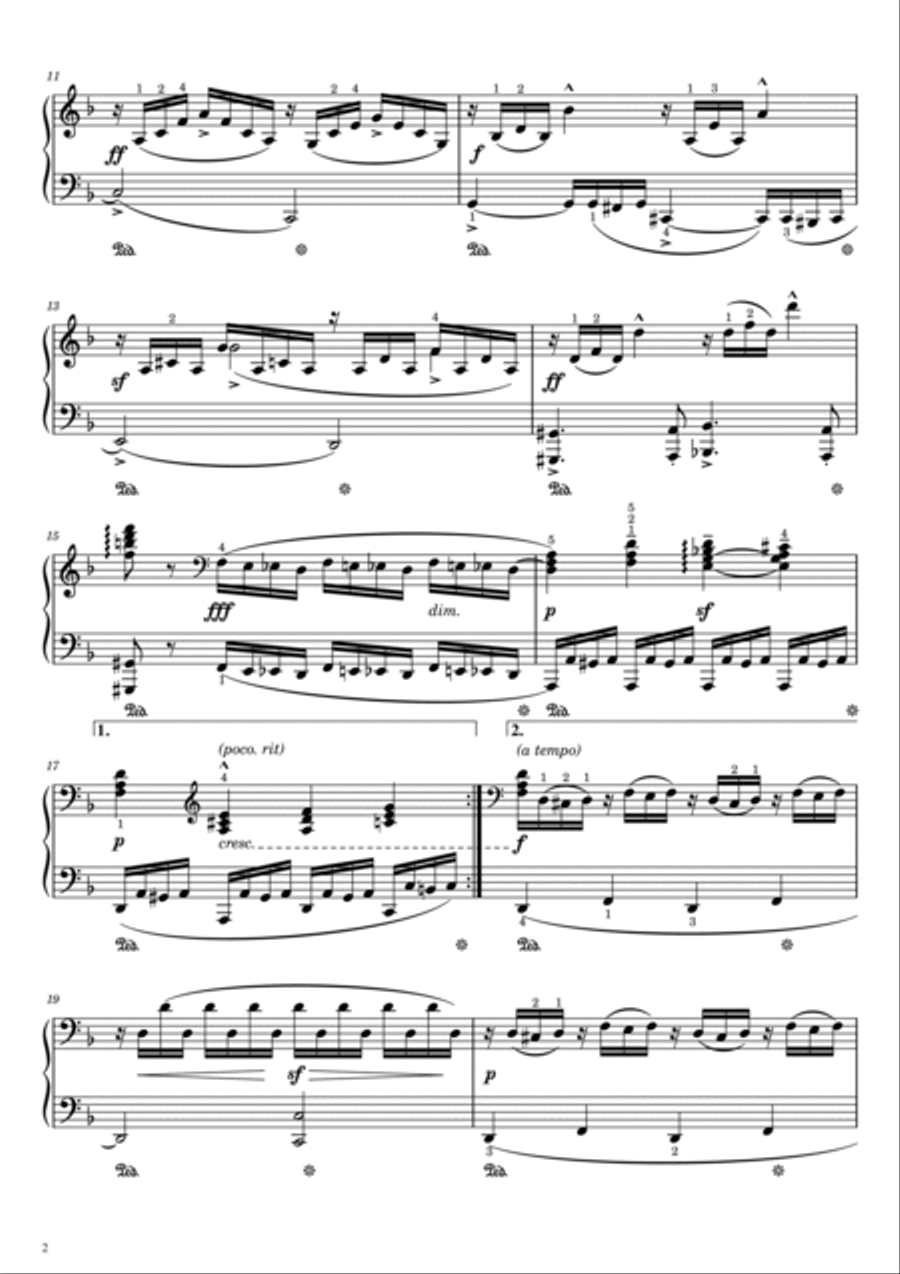 Burgmuller - 18 Etude - L'Orage Op.109 No.13 - Original With Fingered - For Piano Solo Piano Method scores gallery preview page 2