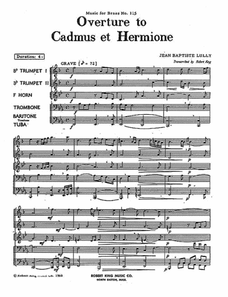 Overture From 'cadmus & Hermione' (quintet-brass)