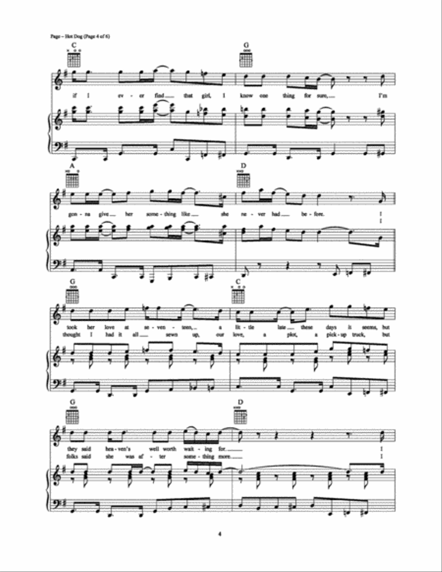 Hot Dog Piano, Vocal, Guitar scores gallery preview page 4