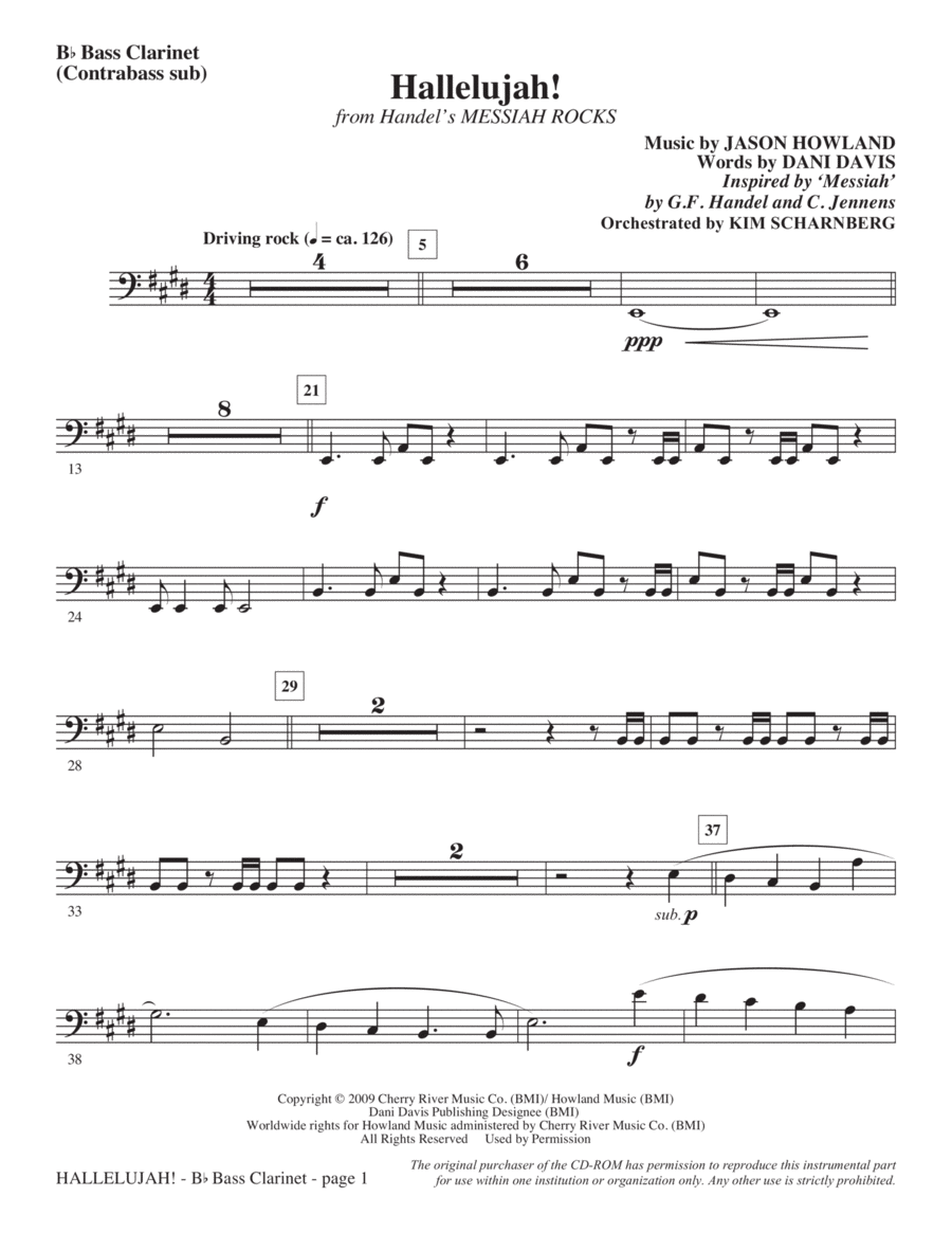 Hallelujah! (from Messiah Rocks) - Bass Clarinet (sub Bass) Choir scores gallery preview page 1
