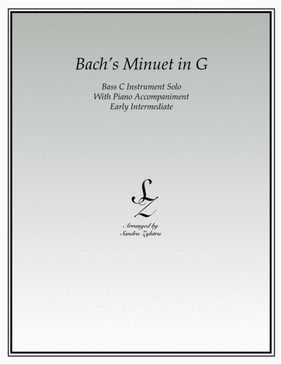 Bach's Minuet In G (bass C instrument solo) Small Ensemble scores gallery preview page 1