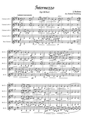 Book cover for Intermezzo in A Op.118 No.2 (Clarinet Quintet)