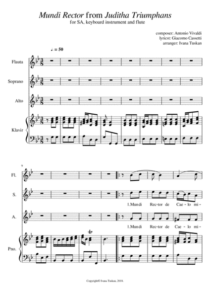Antonio Vivaldi: Mundi rector for SA, flute and piano, G – minor image number null