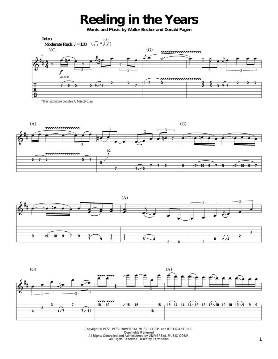 Reeling In The Years Acoustic Guitar scores gallery preview page 1