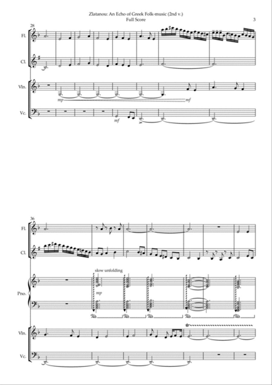 AN ECHO OG GREEK FOLK MUSIC, for chamber ens. Version 2 School and Community scores gallery preview page 3
