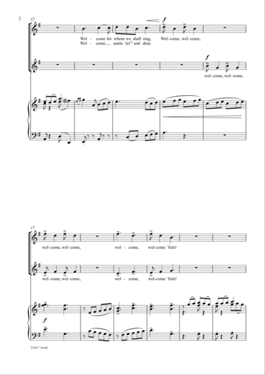 Welcome Yule! (Soprano, Alto and Piano/Organ) SA scores gallery preview page 2