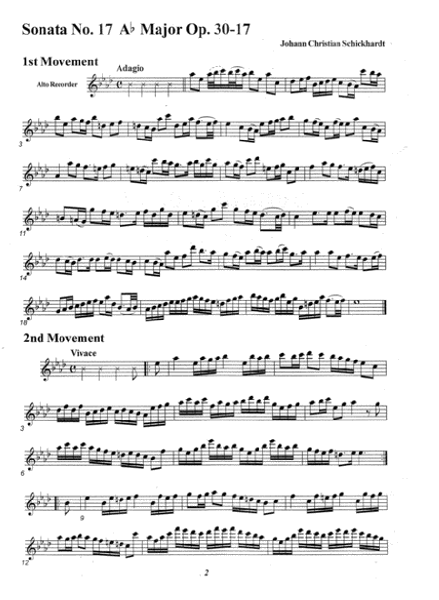 Sonata in A-flat Major, Op. 30-17 Alto Recorder scores gallery preview page 2