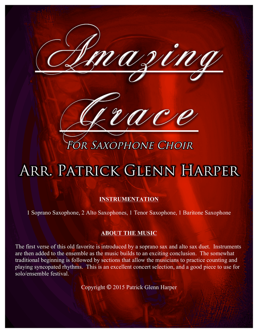 Amazing Grace - for Saxophone Choir Woodwind Quartet scores gallery preview page 1