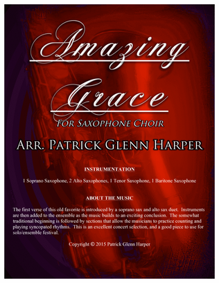 Book cover for Amazing Grace - for Saxophone Choir