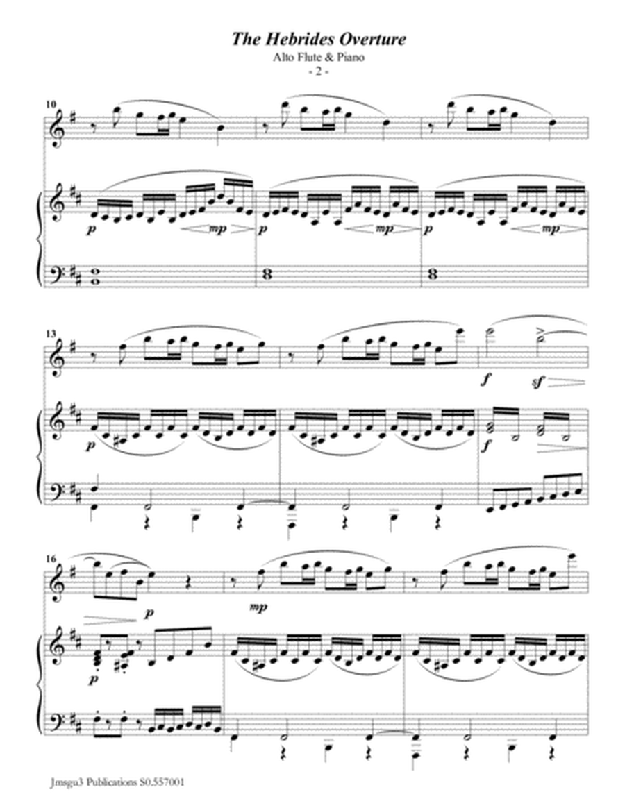 Mendelssohn: the Hebrides Overture for Alto Flute & Piano image number null