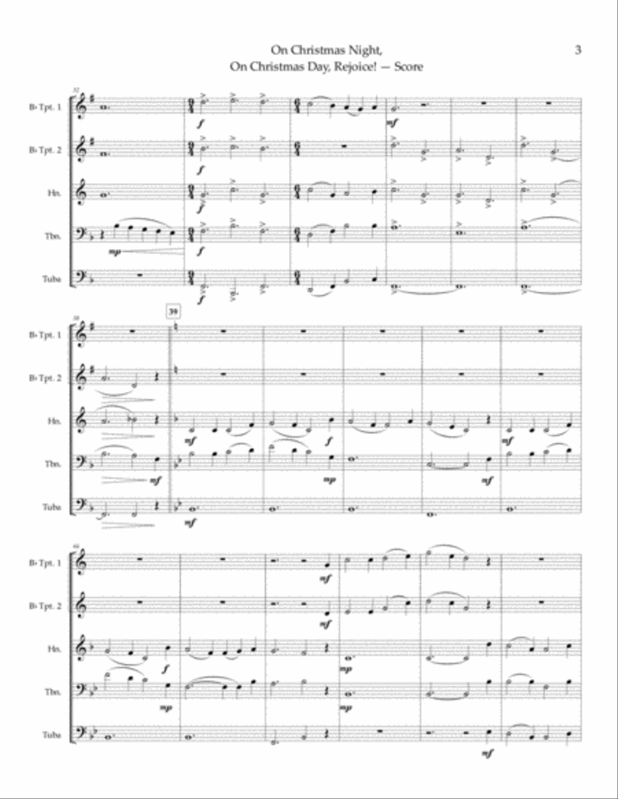 On Christmas Night, On Christmas Day, Rejoice! - brass quintet Brass Quintet scores gallery preview page 4